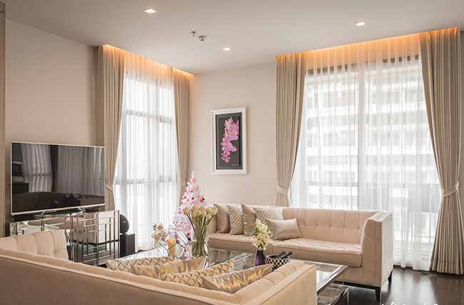 rèm phòng khách sang trọng căn hộ