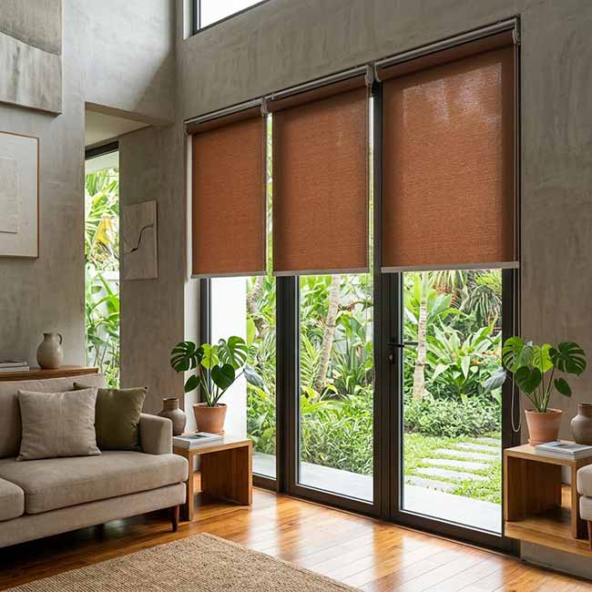 Rèm cuốn cho cửa kính phòng khách