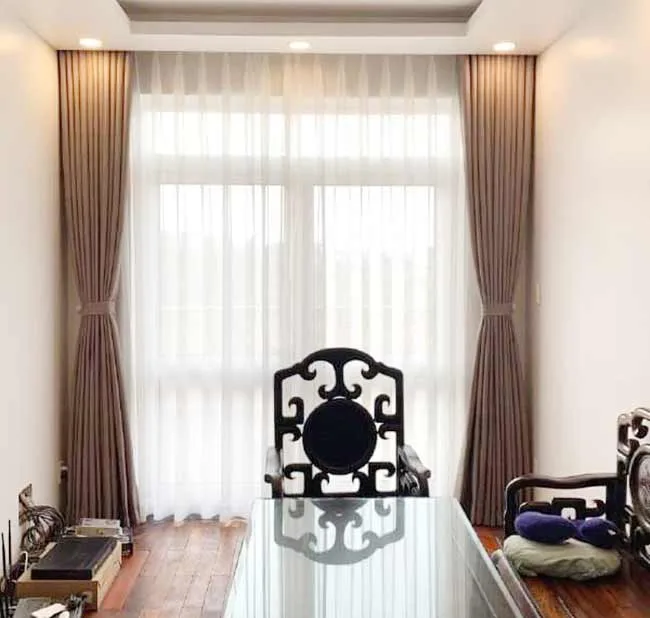 Rèm hai lớp màu nâu