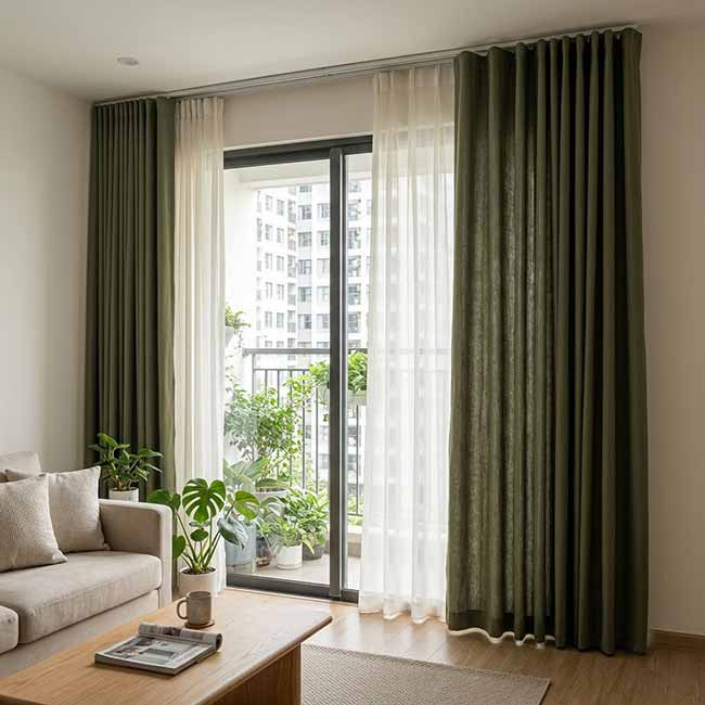 Rèm Vải 2 Lớp Kết Hợp Voan Cho Không Gian Thoáng Đẹp