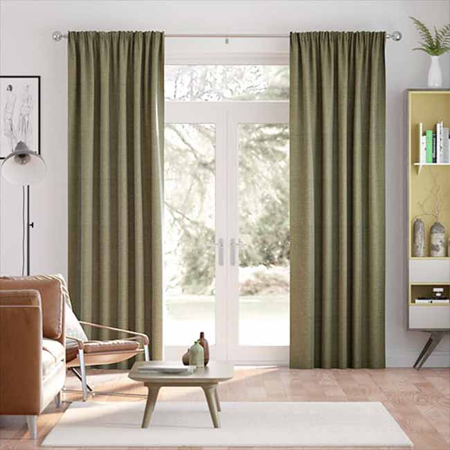 Rèm vải cản sáng chất lượng cao màu xanh rêu đẹp