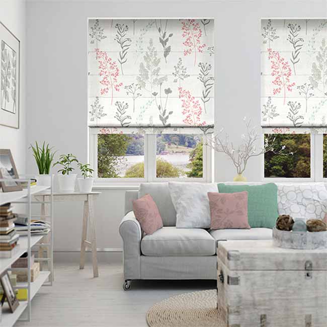 Rèm xếp roman cao cấp hoa lá thiên nhiên sang trọng